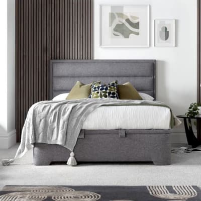 Kirkby Light Grey Fabric Ottoman Storage Bed