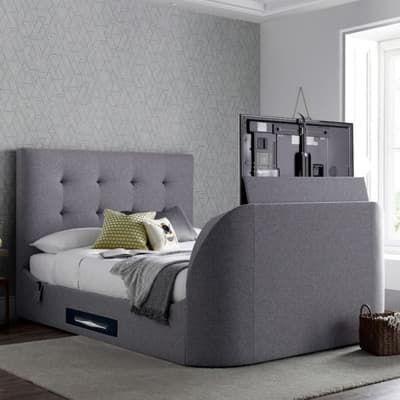 Lannister Light Grey Fabric Electric TV Bed