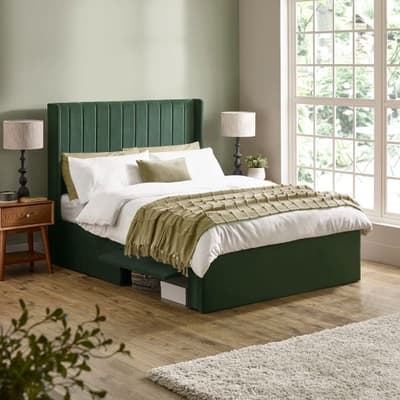 Leila Green Velvet Fabric Storage Bed