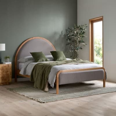 Liana Grey Fabric and Oak Wooden Bed