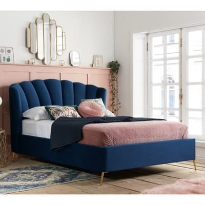 Lottie Blue Fabric Winged Ottoman Bed Frame Lottie Blue Fabric Winged Ottoman Bed Frame