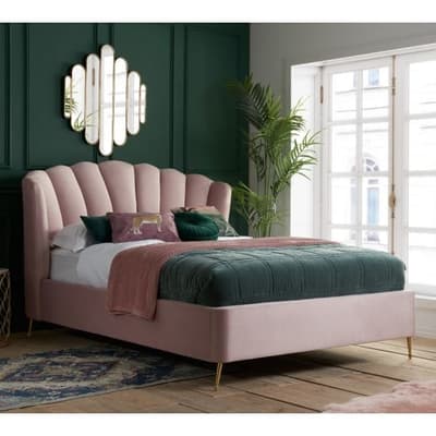 Lottie Pink Fabric Winged Ottoman Bed Frame Lottie Pink Fabric Winged Ottoman Bed Frame
