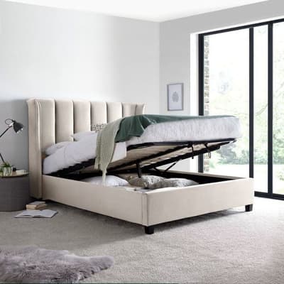 Aurora Stone Velvet Ottoman Bed