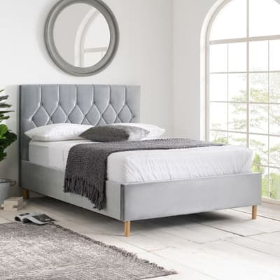Loxley Grey Velvet Fabric Ottoman Storage Bed