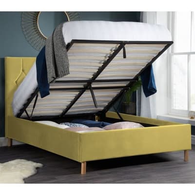 Loxley Mustard Velvet Fabric Ottoman Storage Bed