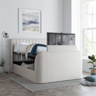 Luther Natural Fabric Ottoman Electric Media TV Bed