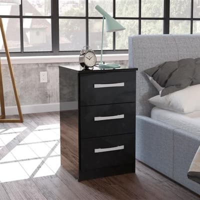 Lynx 3 Drawer Bedside Table Black