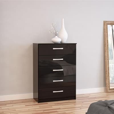 Lynx 5 Drawer Chest Black