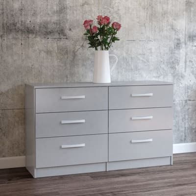 Lynx Grey 6 Drawer Wide Chest