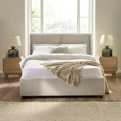 Maddock Beige Fabric Ottoman Storage Bed