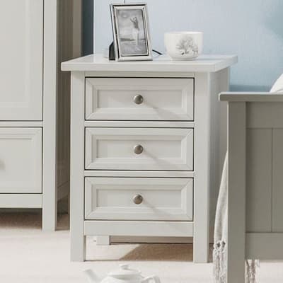 Maine Dove Grey 3 Drawer Wooden Bedside Table