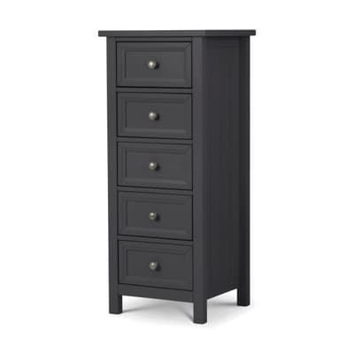 Maine Anthracite 5 Drawer Wooden Tall Chest