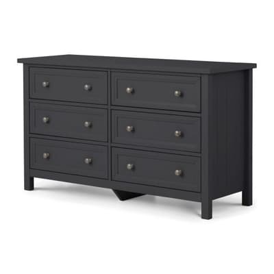 Maine Anthracite 6 Drawer Wooden Wide Chest