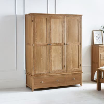 Mallory Oak Wooden 3 Door Wardrobe