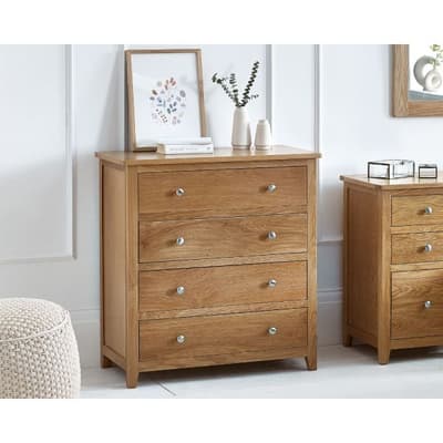 Mallory Oak Wooden 4 Drawer Chest