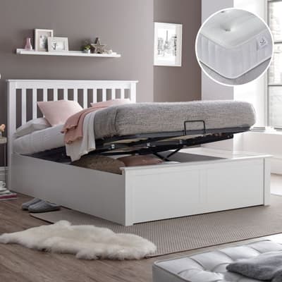 Malmo White Ottoman Bed with Maestro Memory Mattress Included