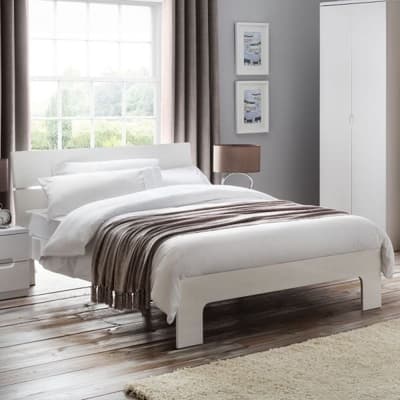 Manhattan White Gloss Wooden Bed