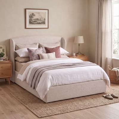 Marco Natural Fabric Winged Ottoman Storage Bed