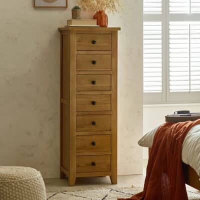 Marlborough Oak 7 Drawer Narrow Chest