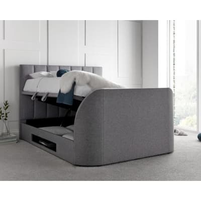 Medburn Light Grey Fabric Ottoman Electric Media TV Bed