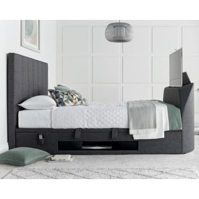 Medburn Slate Grey Fabric Ottoman Electric Media TV Bed Medburn Slate Grey Fabric Ottoman Electric Media TV Bed