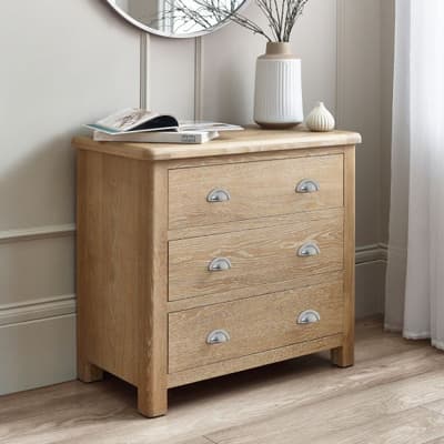 Memphis Limed Oak 3 Drawer Chest of Drawers