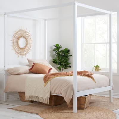 Mercia White Wooden Poster Bed Frame