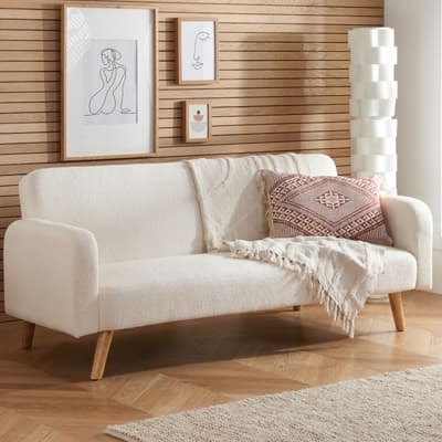 Micah White Boucle Fabric Sofa Bed