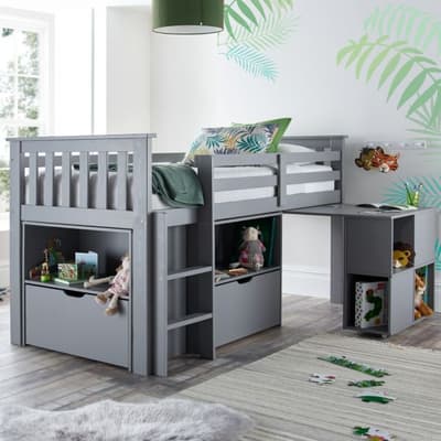 Milo Grey Wooden Mid Sleeper Kids Bed