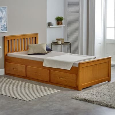 Mission Honey Pine Wooden Storage Bed