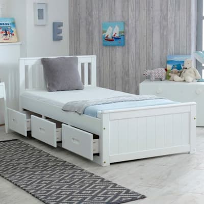 Mission White Wooden Storage Bed