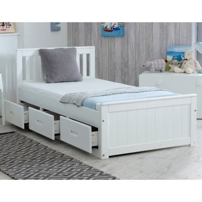 Mission White Wooden Storage Bed
