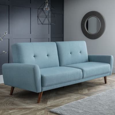 Monza Blue Fabric 3 Seater Sofa Bed