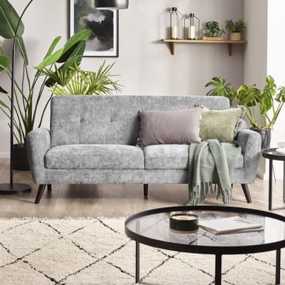 Monza Dove Grey Fabric 3 Seater Sofa