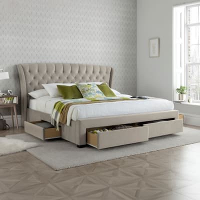Newton Warm Stone Velvet 4 Drawer Storage Bed