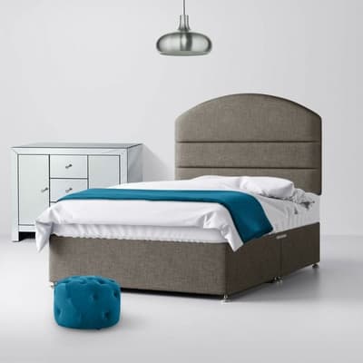 Grey Fabric Divan Bed & Dudley Line Headboard
