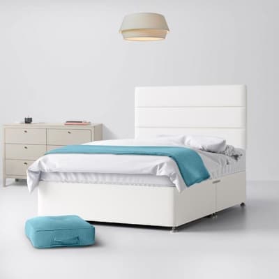 White Fabric Divan Bed & Cornell Line Headboard