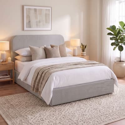 Nola Light Grey Fabric Ottoman Storage Bed