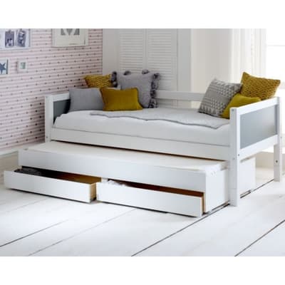 Nordic White and Grey Day Bed with Guest Bed and Storage Drawers