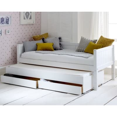 Nordic Groove White Day Bed with Guest Bed and Storage Drawers