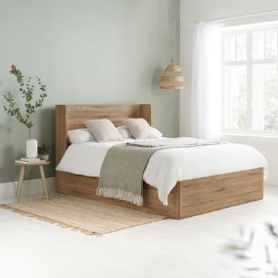 Olden Oak Winged Wooden Ottoman Storage Bed Olden Oak Winged Wooden Ottoman Storage Bed