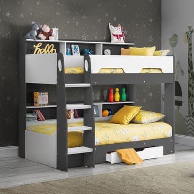 Orion Grey and White Wooden Storage Bunk Bed