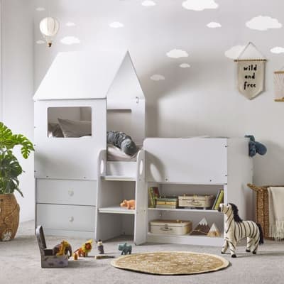 Orpheus White Wooden Storage Mid Sleeper Kids Bed