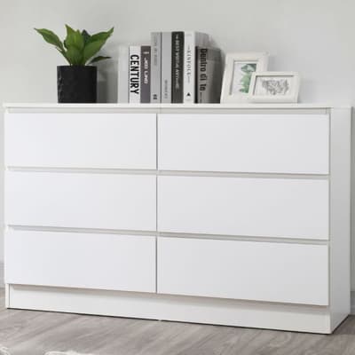 Oslo White Wooden 6 Drawer Chest