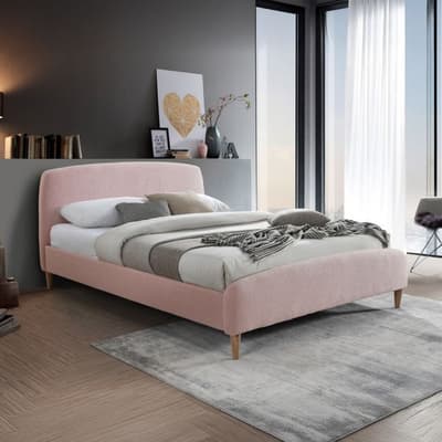Otley Pink Boucle Fabric Bed Frame