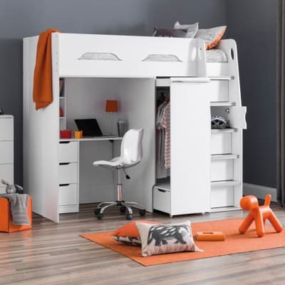 Pegasus White Wooden High Sleeper
