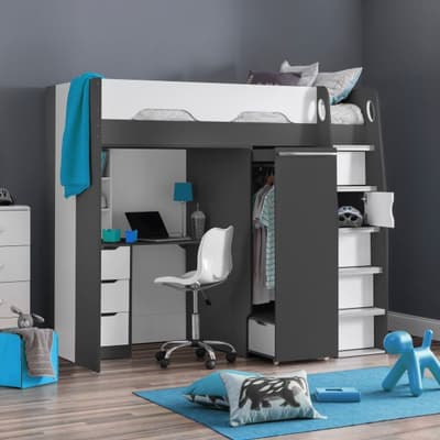 Pegasus Grey and White Wooden High Sleeper