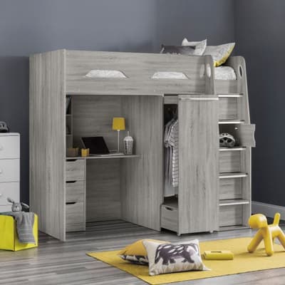 Pegasus Grey Oak Wooden High Sleeper