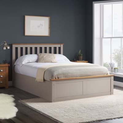 Phoenix Pearl Grey Wooden Ottoman Storage Bed
