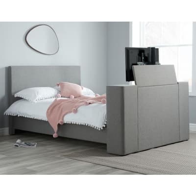 Plaza Grey Fabric Electric Media TV Bed Plaza Grey Fabric Electric Media TV Bed
